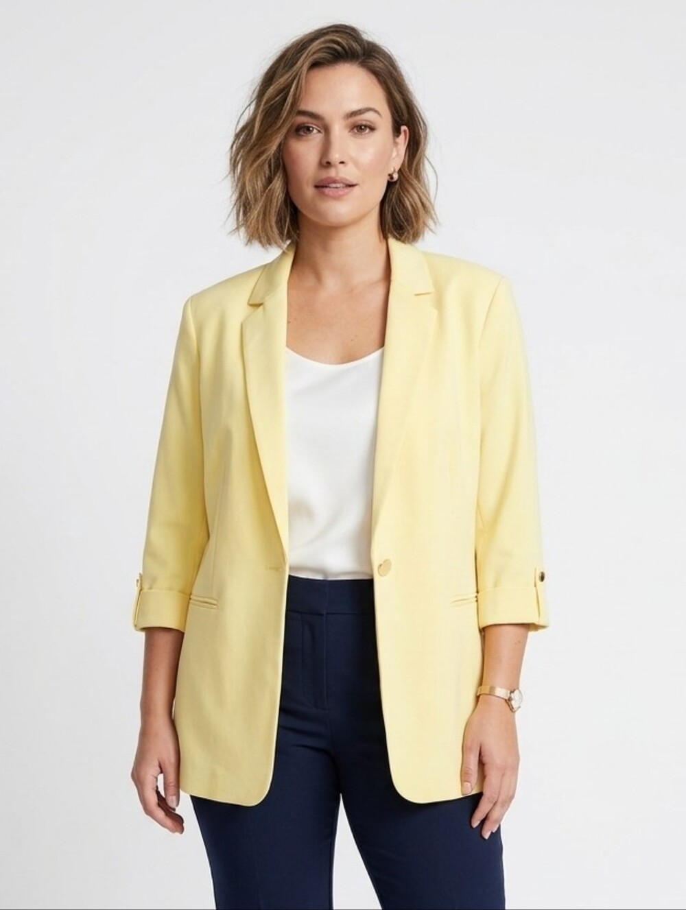Calvin Klein Yellow Open Front Women's Blazer